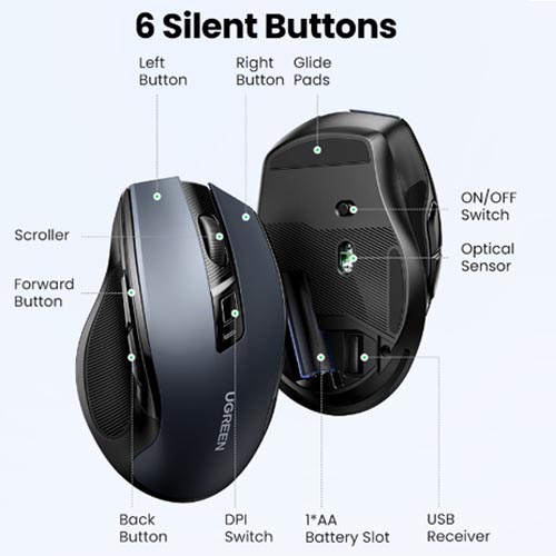 UGREEN MU006 Wireless Ambidextrous 4000DPI Mouse - Image 15