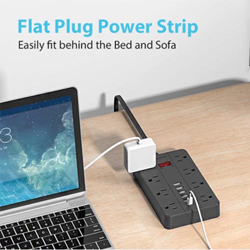 AOFO 8 Surge Protector Power Strip 8 Outlets 6 USB Ports 1.5 M - Image 6