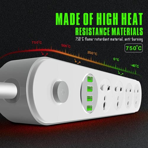 FANLIDE Universal Power Strip 4 Outlets 4 Smart USB 2 M - Image 3