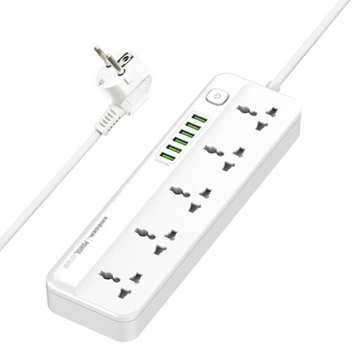 KRIEGER 5 Outlets Universal Surge Protector Power Strip 250V 2 M