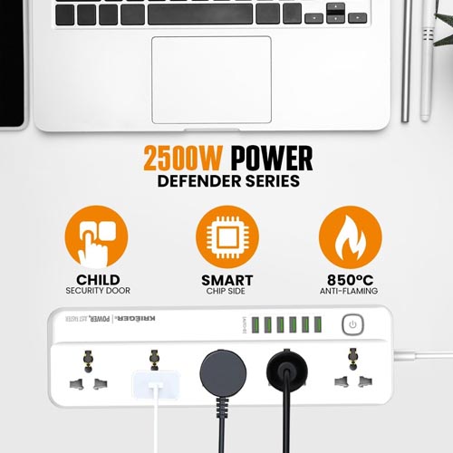 KRIEGER 5 Outlets Universal Surge Protector Power Strip 250V 2 M - Image 8
