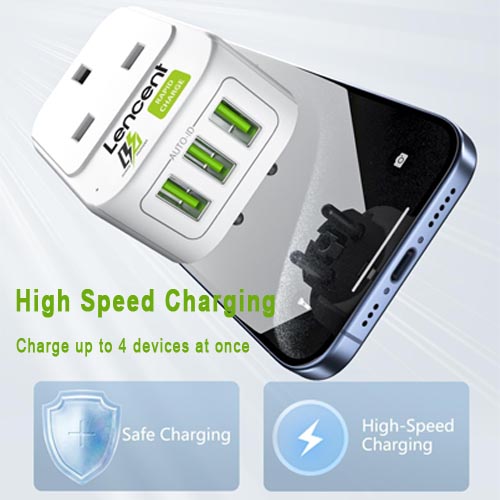 LENCENT PA011UKEU UK to EU Adapter + 3 USB Ports - Image 5