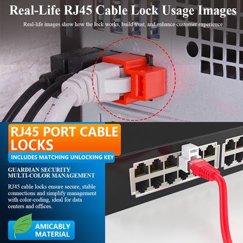 PoParttg 35 PCS RJ45 Port Security Lock with 3 Key - Image 2