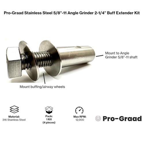 Pro-Graad Stainless Steel 5/8”-11 Grinder Buff Extender - Image 4