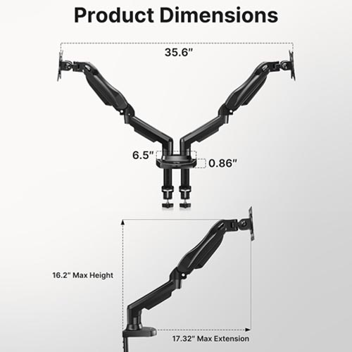 HUANUO HNDS6 Vesa Bracket Dual Monitor Stand - Image 9