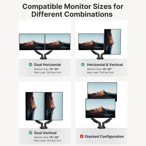 HUANUO HNDS6 Vesa Bracket Dual Monitor Stand - Image 8
