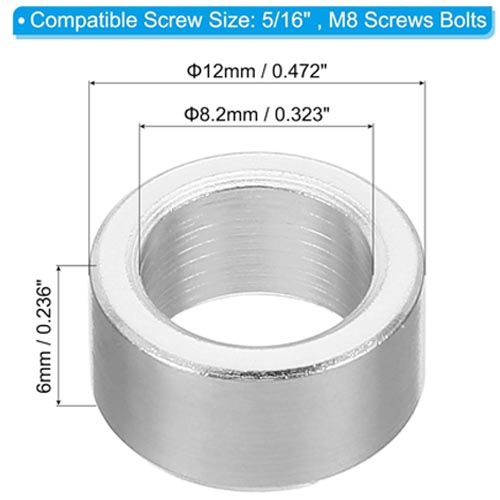 PATIKIL M8 Aluminium Spacer (ID)8.2 mm (OD)12 mm (L)6 mm - Image 5