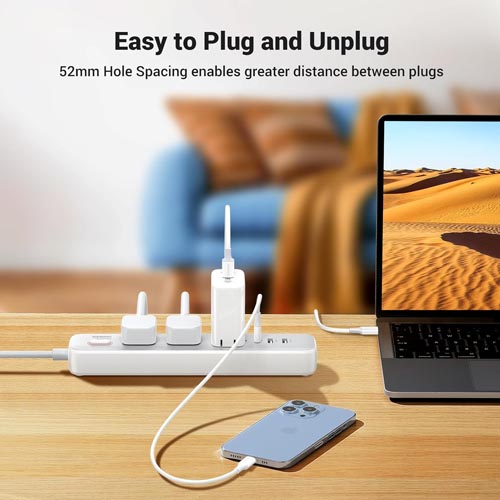 UGREEN 2M Power Extender Cord 3 Outlets With 3 USB - Image 6