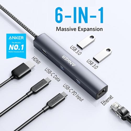 Anker A83650A1 6-in-1 USB C Hub with 65W Power Delivery - Image 2