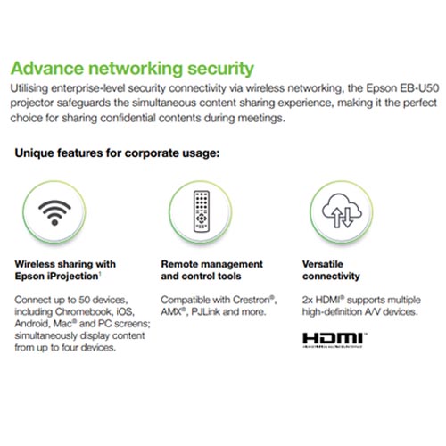 Epson EB-U50 WUXGA 3LCD Digital Signage Projector - Image 4