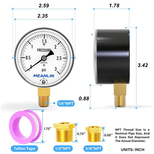 MEANLIN MEASURE XJ-485 Diaphragm Capsule Pressure Gauge - Image 7