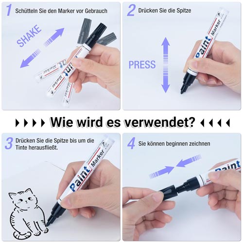 YYSHUS Permanent Marker 2-3 mm Bullet Tip Black - Image 7