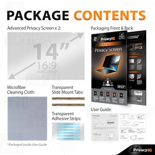 Privacy IQ PQ-YP14W9-2PK 14" Laptop Privacy Screen-Filter (16:9) - Image 2