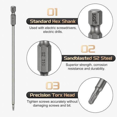 Quarkman 1/4 " Torx Screwdriver Bit Hex Shank 150mm - Image 3