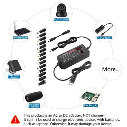SHNITPWR SNT-0324-72 Adjustable AC/DC Power Adapter - Image 2