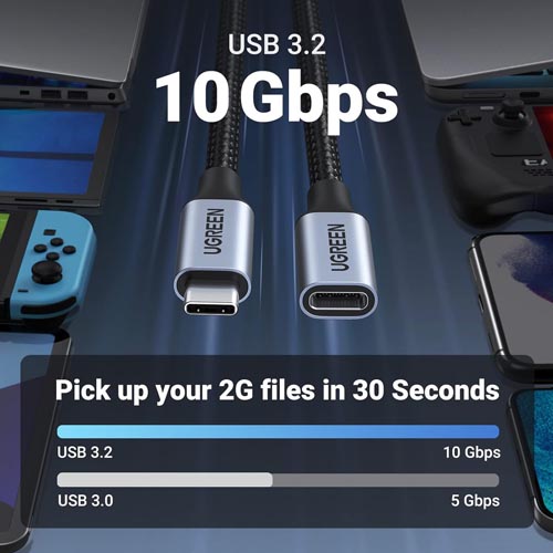 UGREEN USB C 10Gbps Braided M-To-F Extension Cable - Image 7
