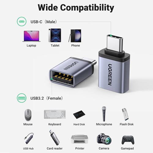 UGREEN 40702P USB C to USB Adapter 10Gbps (2 pk) - Image 6